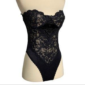 Vintage Escante lace bodysuit, bodice, corset, S